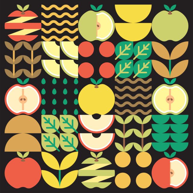 Apple icon abstract artwork. Design illustration of colorful app