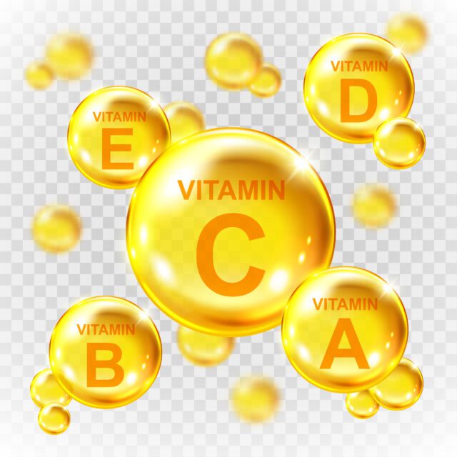 Vector realistic vitamin golden capsules. Nutrition supplement m