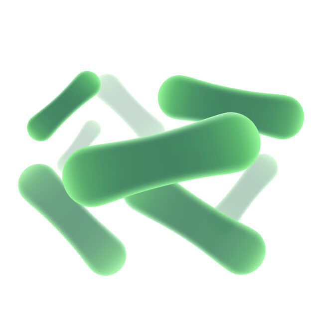 Green probiotics bacteria logo. Concept of healthy nutrition ingredient for therapeutic purposes.