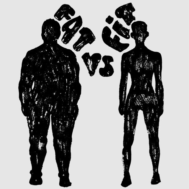 Fat vs Fit vector woman silhouette. A slim and fat woman, vector texture illustration